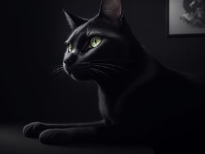 ((Ultrarealistic)) Pure black cat demon bone, sharp focus, high contrast, studio photography, artistic trends, rule of thirds, perfect composition, (Ultra detailed, hyperrealistic, masterpiece, best quality, UHD, award-winning photo ,Kodachrome 800,HDR,32K:1.3),(glossy,bright,reflective:1.2),(designed by Walter de Silva:1.3),H effect,photo_b00ster, real_booster,ghostrider,seek,leviathandef