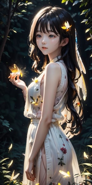 a cute korean girl large-eyed girl, bangs, long wavy hair,
A tall blonde-haired warrior with wings uses yellow lightning power, wears white clothes, and holds the earth in his hand,
octane rendering, ray tracing, 3d rendering, masterpiece, best Quality, Tyndall effect, good composition, highly details, warm soft light, three-dimensional lighting, volume lighting, Film light,firefliesfireflies,night sky
