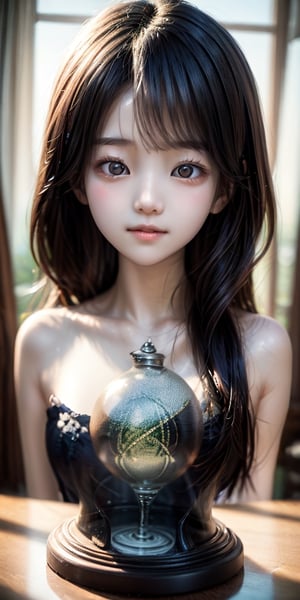 a cute korean large-eyed girl, 
 double exposure, hourglass, inspired by the movie upside down, 
octane rendering, ray tracing, 3d rendering, masterpiece, best Quality, Tyndall effect, good composition, highly details, warm soft light, three-dimensional lighting, volume lighting, Film light,