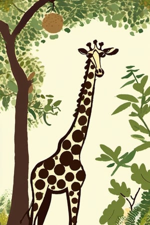 healing giraffe, eating leaves from the tall tree, africa