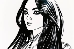 ((Generate hyper realistic ink sketch image  featuring an attractive woman)), full-body_portrait,  Beautiful, long hair. High quality, realistic, Masterpiece. background detailed, ambient lighting, extreme detailed, hyperdetailed:1.2) (high quality), masterpiece, (clothes with intricate details) highly detailed, vibrant