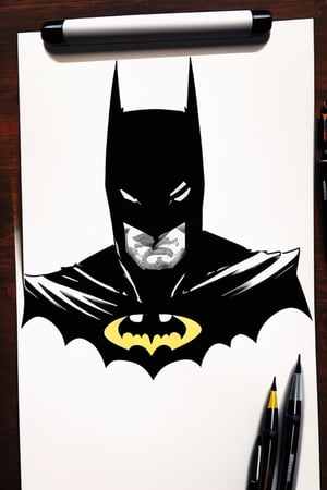 ((Generate hyper realistic ink sketch image  featuring Batman)), full-body_portrait,  High quality, realistic, Masterpiece. hyperdetailed:1.2) (high quality), masterpiece, vibrant