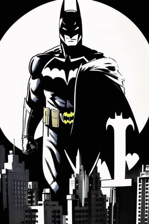 ((Generate hyper realistic ink sketch full-body_portrait, featuring Batman and Batgirl)), gazing into each other, on a high-rise against a full moon background. High quality, realistic, Masterpiece. hyperdetailed:1.2) (high quality), masterpiece, vibrant