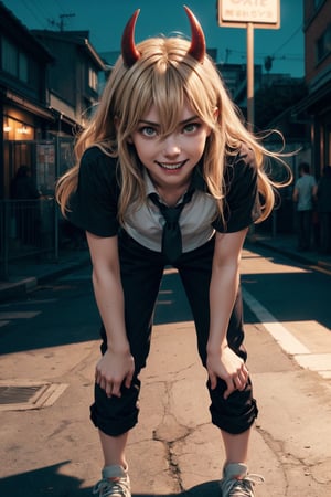 masterpiece, artistic design, image of a girl in a white shirt and black tie, elegant black pants and black shoes, soft lighting, cinematic lighting, volumetric lighting, city at night, dynamic pose, tense skin, sweating, detailed, young face, bending over and looking forward, best quality, 1 girl, bangs, deep yellow eyes, full body, long hair, looking at viewer, nsfw:1.3, sexy pose, perfect anatomy, long hair, light blonde hair, wide hips, narrow waist, different postures, sexy posture, power_csm,power (csm),1 girl,masterpiece,best, night, saw in hands, red horns, smile, sharp teeth, blood dripping from lips, crazy face
quality, REALISTIC, makima (chainsaw man), makima (chainsaw, full body, slit pupils, fangs, crazy smile, j3ff face, crazy face, straight hair,