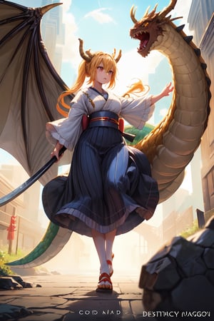 (best quality:1.2), (ultra-detailed:1.2), (official art:1.2), (illustration:1.2), (super detailed skin:1.2), (beautiful detailed deep eyes:1.2), (shiny hair:1.2),1girl, delicate light,perfect light, cinematic lighting,depth of field,delicate background,medium long shot,
BREAK
dragon girl,
holding gigantic scythe,
full body,
Samurai Warrior
white  background, dragon
(gold ink effect:1.3), tohru (maidragon)