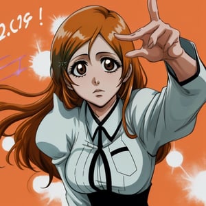 hight quality,(long shot),1080P, beautiful face,1girl,solo,in provocative pose, orihime inoue from bleach,orihimedef