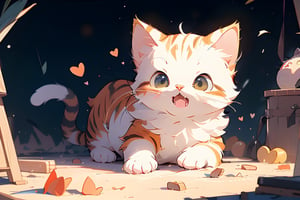 A cat,Orange chubby cute cat,Suddenly, the ground began to shake. The kitten was startled, and its fur immediately stood on end. It stood up in confusion and looked around. This was the first time it had experienced an earthquake, and its little heart was pounding.