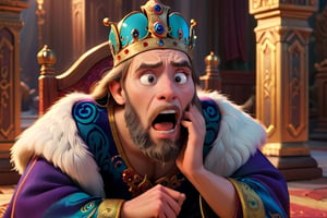 Russian Tsar Ivan the Terrible, known for his tyrannical rule and erratic behavior, finds himself in the midst of a nervous breakdown. Describe the scene vividly, capturing the intensity of his emotions and the chaos surrounding him. 4k . cinematic, disney pixar movies, high_resolution, disney, 8k