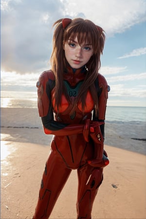 4K, 8K, (Masterpiece, best quality:1.2), blue eyes, perfect face, cosplay, professional photo, photo, photorealism, ((red armor)), modelshoot style, portrait of shirogane, red plugsuit, feminine, (girl),  ((cyberpunk landscape)), (narrow waist), upper body, face shot, very small breats, sexy look,photorealistic,realism, masterpiece, realistic face, realistic skin,realistic arms, realistic body, (bust shot photo of shirogane, shirogane asuka langley, shirogane asuka langley cosplay