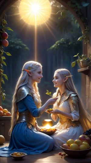 As dawn breaks over the horizon, casting golden rays of light into the kitchen, the elven maiden and the lost wanderer sit side by side, savoring the fruits of their labor. With smiles on their faces and love in their hearts, they realize that the true magic of cooking lies not just in the food, but in the moments shared together.
Tensor Art Prompts:

    Dawn Breaking
    Golden Rays
    Savoring Moments