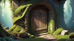  In her backyard, near an old well, Ellie discovers an ancient wooden door covered in vines and moss. She pushes open the heavy door, revealing a glowing entrance.

**Prompt**: Backyard, old well, ancient wooden door, vines, moss, heavy door, glowing entrance, discovery, mystery.

High image quality, delicate, 3D, HD, Disney style