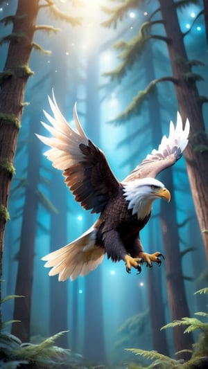 There is an eagle in the sky
A big forest, bright, delicate and dreamy