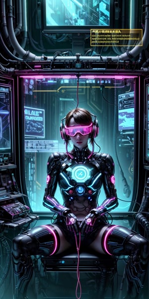 futuristic computer user interface, intense hacker girl sitting in front her hologram computer, floating infographic hologram, glowing holographic neural network, data network flowing, bokeh, bloom, bioluminescentdynamic pose,sci-fi goggles, earphone
, hyperrealistic photography, wide shot, , style of unsplash and National Geographic,Movie Still,cyberpunk style,neon photography style,cyberpunk