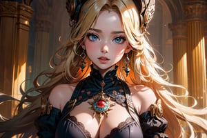 1girl, steampunk style, flowing blonde hair, boots, (masterpiece, top quality, best quality, official art, beautiful and aesthetic:1.2), extreme detailed, cinematic Lighting, ethereal light, intricate details, extremely detailed, incredible details, full colored, complex details, hyper maximalist, gorgeous light and shadow, detailed decoration, detailed lines. masterpiece, best quality, HDR, UHD, fair skin, beautiful face,