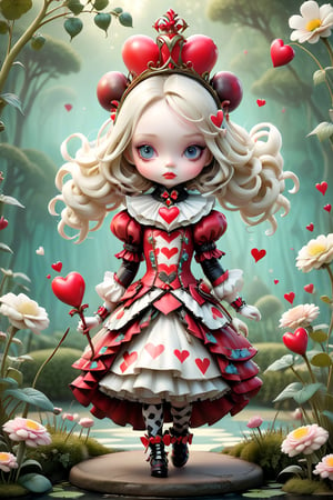 Alice in Wonderland, the Queen of Hearts, royal garden, (Nicoletta Ceccoli and Jean Baptiste Monge style),chibi,beautiful