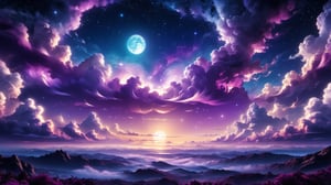 abstract purple night sky with clouds background
