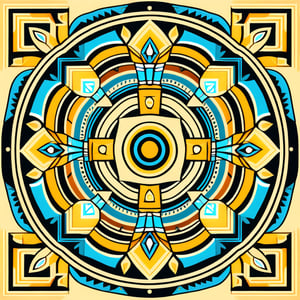 A mandala inspired by a specific culture or historical period, like Aztec patterns or Art Deco motifs
