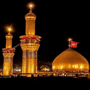 Islamic architecture, Karbala, the shrine of the third Shia Muslim leader, the dome and minarets are golden