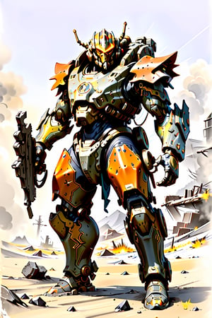 Prepare to command the awe-inspiring might of Power Armor BRUTUS in Fallout 5, a titan of destruction engineered to endure the fiercest battles and emerge triumphant. This prompt guides you through the process of conceptualizing and crafting the formidable BRUTUS armor, renowned for its colossal weight, devastating firepower, and unparalleled resistance to fire impacts. Follow these steps to manifest this juggernaut of devastation:

    Commence by sketching the commanding silhouette of Power Armor BRUTUS, accentuating its monumental bulk, fortified plating, and ominous presence on the battlefield. Employ bold strokes to convey the sheer power and indomitability of this legendary armor.

    Elevate the outline by infusing rugged detailing and heavy-duty components that epitomize the armor's reputation for fortitude and potency. Integrate thick armor plates, reinforced joints, and hydraulic systems to exude its imposing stature.

    Emphasize the awe-inspiring firepower of BRUTUS by integrating an arsenal of heavy weaponry and cutting-edge armaments into its design. Experiment with imposing rocket launchers, devastating laser guns, and formidable cannons to showcase its overwhelming offensive capabilities.

    Highlight the armor's imperviousness to fire impacts by incorporating specialized heat-resistant materials, ablative coatings, and reinforced shielding. Depict how the armor steadfastly withstands the searing heat and infernal flames of enemy assaults, emerging unscathed from the crucible of combat.

    Capture the essence of BRUTUS's imposing weight and indomitable presence by illustrating its seamless transformation from standard power armor mode to siege mode. Illuminate how the armor braces itself, deploying stabilizers and anchoring to the terrain to unleash its full might upon adversaries.

    Utilize commanding lines and dynamic shading techniques to ink over your sketch, imbuing it with a gritty and visceral aesthetic reminiscent of the savage clashes of the wasteland. Embrace the rugged industrial design of the Fallout universe while infusing your artwork with a sense of raw power and ferocity.

    Experiment with a color palette that reflects the relentless nature of BRUTUS, incorporating deep blacks, gunmetal grays, and fiery oranges to evoke the intensity of warfare. Introduce bursts of vibrant hues to accentuate areas of heat resistance and battle scars, augmenting the depth and authenticity of your masterpiece.

    Review your design meticulously, making any final adjustments or additions to ensure that it encapsulates the essence of Power Armor BRUTUS. Consider integrating atmospheric effects, debris strewn across the battlefield, or adversaries recoiling before its unstoppable advance to enhance the narrative impact of your illustration.

Seize the challenge of harnessing Power Armor BRUTUS and unleash its cataclysmic power upon the wasteland of Fallout 5. Whether you're an adept artisan or an intrepid newcomer to the post-apocalyptic frontier, immerse yourself in the tumult of Fallout and revel in the chaos of conflict as you breathe life into this legendary armor.