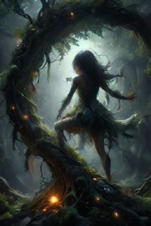  ultra detailed quality .dark gothic horror Filipino women climbing a tree with her children . protecting them from a anaconda 