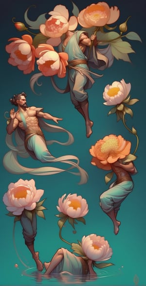 (by Loish, ) hyper realistic mans Very detailed, MUCHA & KLIM style  , shine and frowers backgraund 
