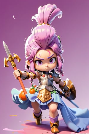 warrior, arms and armor , 
 all in pastel colors, cute style, action move 
,Clementine \(overlord\),concept art