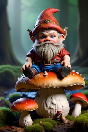 a dwarf sitting on a mushroom