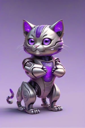 cute robot cat, muscular, with purple concept, hyper realistic, 