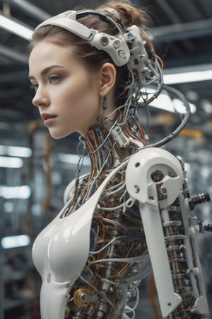 8K, UHD, full_body shot, photo-realistic, cinematic, Double-exposure photo, multiple Mechanical Girls in assemly plant, Mechanical limbs, Tubes connected to mechanical parts, Mechanical vertebrae skin, ultimate-realistic eyes, attached to the spine, Mechanical cervical attachment to the neck, Wires and cables connecting to the head, very pretty girl, Surreal dreams,Ethereal atmosphere,,HighDynamicRange,contours,High- sharpness,Anatomical correct,textureskin,Precise