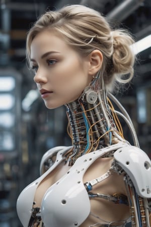 8K, UHD, full_body shot, photo-realistic, cinematic, Double-exposure photo, Mechanical Girl, (super realistic details)), Mechanical limbs, Tubes connected to mechanical parts, Mechanical vertebrae skin, ultimate-realistic eyes, attached to the spine, Mechanical cervical attachment to the neck, Wires and cables connecting to the head, very pretty girl, Surreal dreams,Ethereal atmosphere,,HighDynamicRange,contours,High- sharpness,Anatomical correct,textureskin,Precise