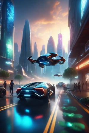 8K, UHD, cinematic, hyper-realistic (1st-person view:1.1) from inside flying car, world where technology and nature intertwine, unsymmetrical messy buildings, city upon city (flying vehicles:1.1) futuristic metropolis, skyscrapers adorned with verdant greenery, people walking in street, holographic billboards floating in the air, neon and bioluminescence, dark night environment, black skies