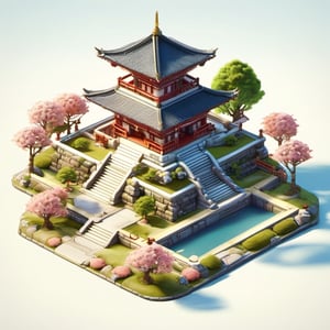 8k, RAW photos, top quality, masterpiece: 1.3),
Japan, Shiratori Castle, cherry blossom trees, art museum, shrine,Japanese garden
, miniature, landscape, depth of field, ladder,  from above, English text,architecture, tree, potted plants, isometric style, simple background, white background,3d isometric,steampunk style,ff14bg,DonMSt33lM4g1cXL