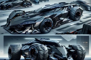 8k, RAW photos, top quality, masterpiece: 1.3),Transforming,
batmobile,
High-powered vehicle,
Low chassis,
black ,
Grey,
Dark colors,Armored Vehicle,six-wheeled, stealth, concept vehicle, Bat elements, counter-tracking,Concealed wheels,