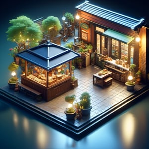 8k, RAW photos, top quality, masterpiece: 1.3),
Night market
, miniature, landscape, depth of field, ladder,  from above, English text,architecture, tree, potted plants, isometric style, simple background, white background,3d isometric,steampunk style,ff14bg,DonMSt33lM4g1cXL,DonMD0n7P4n1cXL