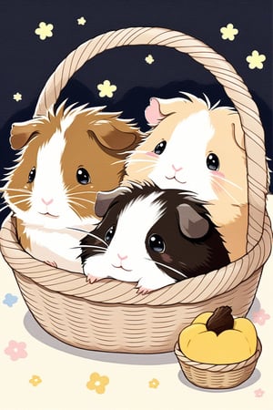 smalls fluffys dark brown fluffys two guinea pig in a basket

,cute,anime,mix,pastel