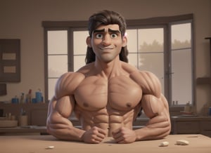 masterpiece, best quality,muscular indian guy, people looking at him