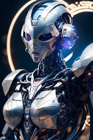 ((high resolution)), ((8K)), ((incredibly absurdres)), break. (super detailed metallic skin), (an extremely delicate and beautiful:1.3), break, ((1robot:1.5)), ((slender body)), (medium breasts), (beautiful hand), ((metallic body:1.3)), ((cyber helmet with full-face mask:1.4)), break. ((no hair:1.3)) , (blue glowing lines on one's body:1.2), break. ((intricate internal structure)), ((brighten parts:1.5)), break. ((robotic face:1.0)), (robotic arms), (robotic legs), (robotic hands), ((robotic joint:1.2)), (Cinematic angle), (ultra-fine quality), (masterpiece), (best quality), (incredibly absurdres), (highly detailed), high res, high detail eyes, high detail background, sharp focus, (photon mapping, radiosity, physically-based rendering, automatic white balance), masterpiece, best quality, ((Mecha body)), furure_urban, incredibly absurdres, science fiction, dark, horror, yk_cyborgs, UHD, 8K, sci-fi masterpiece, sharp focus, bokeh, intricate, highly detailed, cinematic volumetric lighting, epic light, intense colors, vibrant colors, chromatic aberration, sprint forward, one arm pointed upward, upper toros bend backward, cute hip,