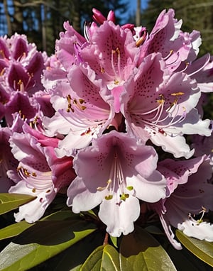 Rhododendron flowers have different shapes, including bell-shaped, funnel-shaped, etc., and the petals are rich in color, including pink, purple, white, etc.