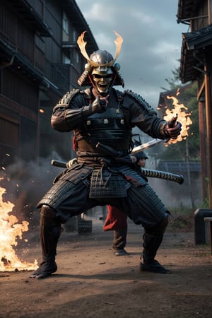 ((samurai with mask)), yoroi,
kabuto, samurai in epic attack position
masterpiece,best quality,cinematic lighting,soft Light,Epic Japanese jumping, ,athletic body,white skin,holding katana,(samurai helmet:1.1),full body,from front,perfect hands,from a distance,samurai
BREAK
(background war battle ), background:1.2),ghostrider