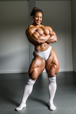 20 year old Lara Croft,Generate a heavily muscled iffb pro female bodybuilder, wearing skin-tight figure-hugging British school uniform, with white knee length socks, feminine and muscular, exaggerated muscle physique, bodybuilding woman, very beautiful. big muscles, muscular girl, massive muscles, bulging muscles, muscled, large muscles, bodybuilder body, muscular ultraviolent woman, huge muscles, muscular bodies, exaggerated physique, extreme muscles, big muscles