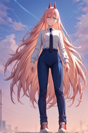 ((Score_9, Score_8_up, Score_7_up, BREAK source_anime, best quality, masterpiece, 4k, perfect lighting, specific rating, very aesthetic,)1girl chainsaw_man closed_mouth long_hair looking_at_viewer Power_(chainsaw_man) red_hair ringed_eyes solo straight_hair blue_eyes, full body, more detail XL
