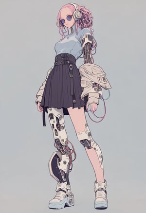 machine background, 1girl, full body, solo, cybernetic, cyborg ,txznmec