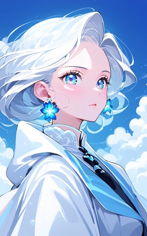 (UHQ, 8k, high resolution), big white clouds, light blue sky, very luminous, realistic, fluffy, soft, kawaiitech,Beautiful Eyes, concentrated