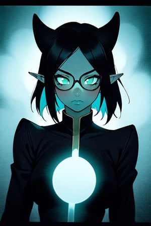 1woman(black hair, green eyes,), elf_ears, absurdres, highres, ultra detailed, (1girl:1.3),BREAK, infrared photography, otherworldly hues, surreal landscapes, unseen light, ethereal glow, vibrant colors, ghostly effect,

,valoranviper,glasses