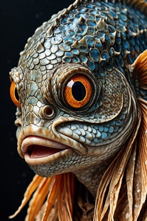  (Hyper Realistic), highest quality photos , 16k,HD, A fish skin hat facing viewer, in perfect clarity,in amazing detail