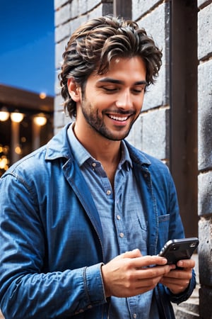 man liking a post with his cell phone