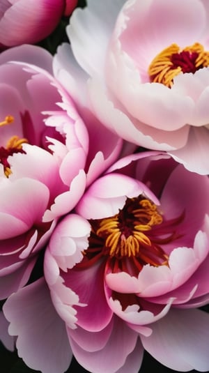a bunch of peony flowers, colorful, high contrast, detailed, soft natural lighting, vibrant and saturated colors, full display 

high resolution,realistic,masterfully captured,macro detail beautiful 

