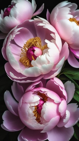 a peony flowers, colorful, high contrast, detailed,  full display 

high resolution,realistic,macro detail beautiful 

