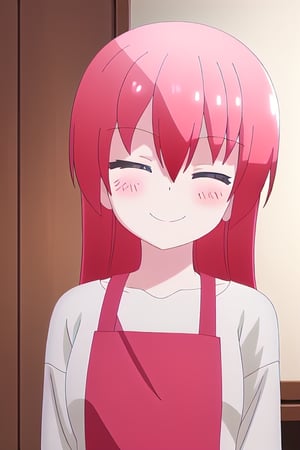 Tsukasa Smiling with her eyes closed and blushing