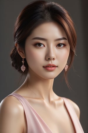 A breathtakingly lifelike photograph of a stunningly beautiful 25-year-old Japanese woman. Presented in exquisite 8k resolution, the details are so precise and vivid that they seem to leap off the screen. The image is rendered in photorealistic quality, utilizing the latest UHD:1.2 technology for an unparalleled viewing experience. The woman has medium-short, dark brown hair that cascades down her back, framing her face in a way that emphasizes her striking features. Her double eyelids are a testament to her delicate beauty, while her highly detailed glossy eyes shine with intelligence and allure. The glossy lips are painted in a soft shade of pink, adding an extra touch of femininity to her already irresistible appearance.